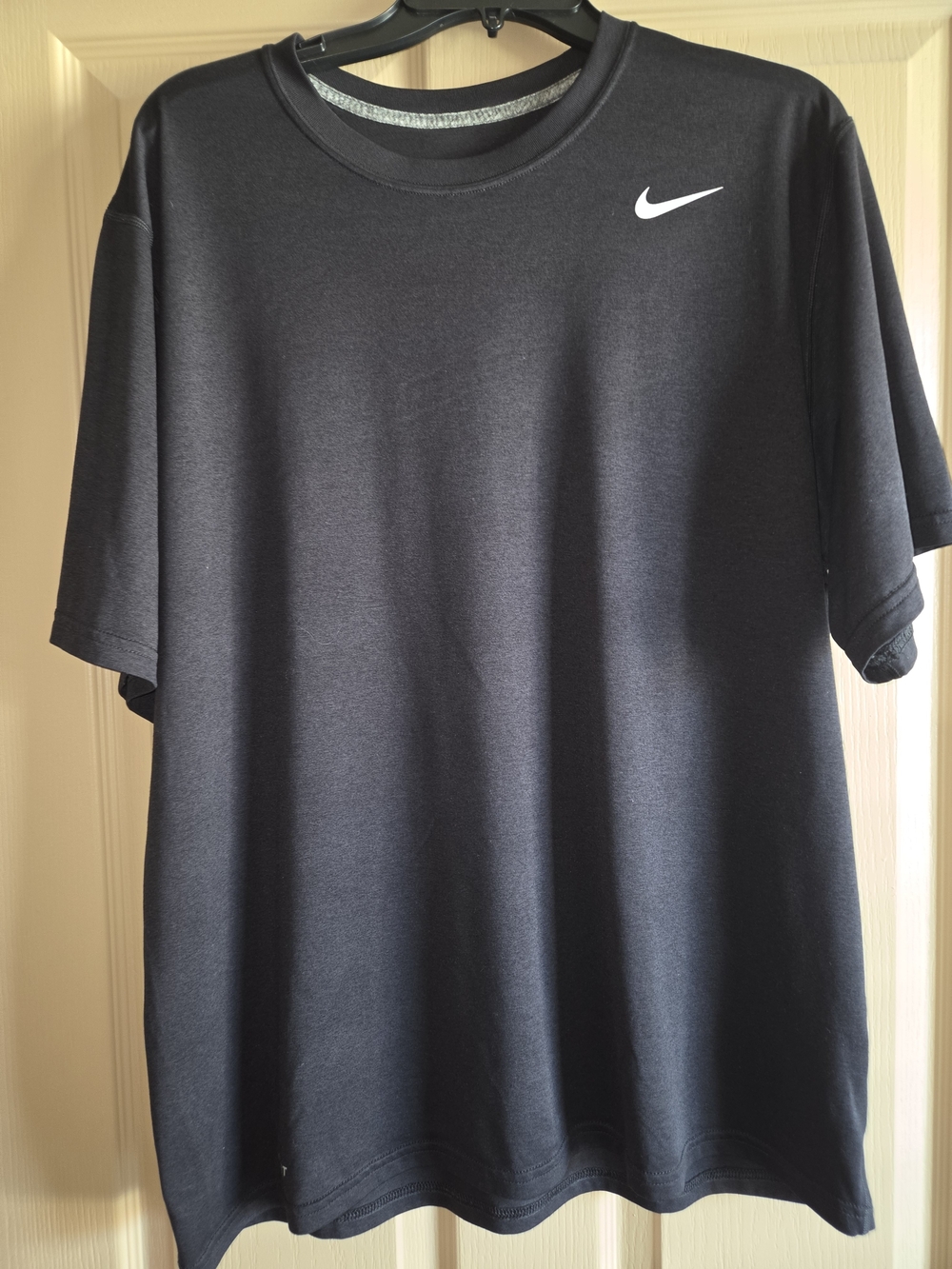 Nike Black Short-Sleeve Performance Tee with White Swoosh